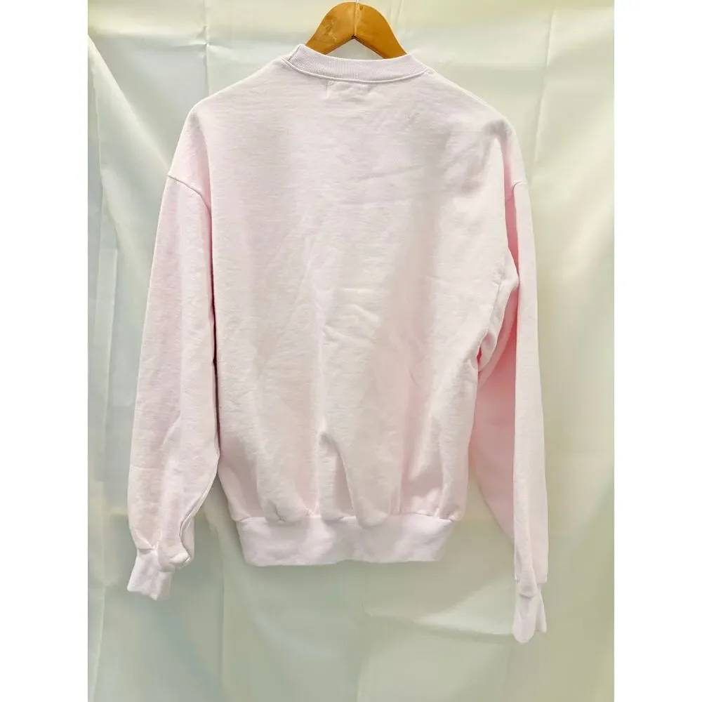Yvette Mandell LoveShackFancy Pink Rhinestone Bow Oversized‎ Sweatshirt Medium